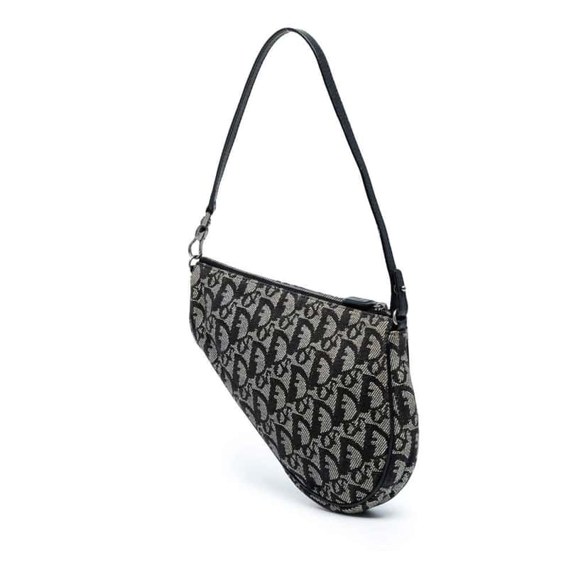 Dior Mini Diorissimo Canvas Saddle Pochette Black Canvas Good condition - Back View