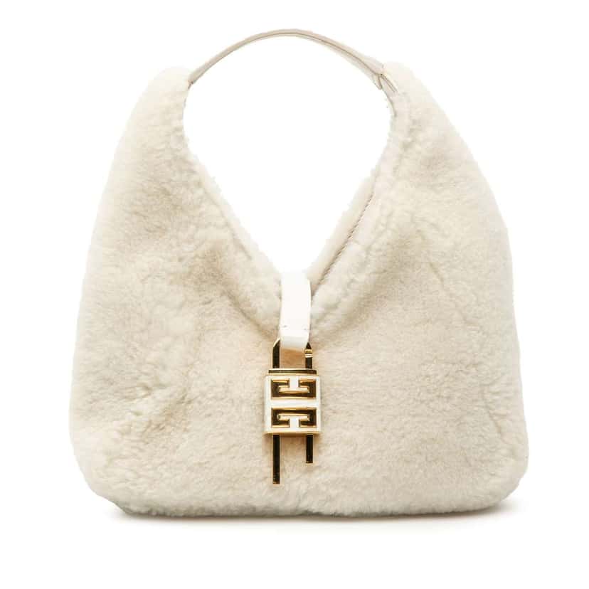 Givenchy Mini Shearling G Hobo White Good condition - Front View