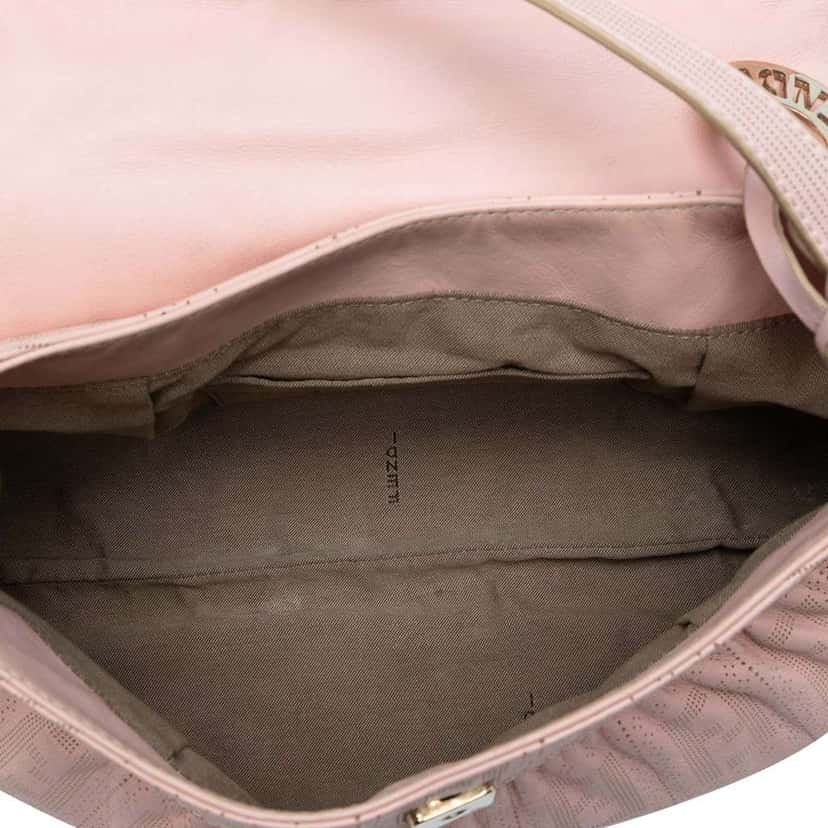 Fendi Small Zucca Perforated Leather Chef Flap Pink Leather Good condition - Model View