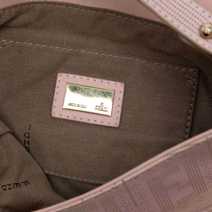 Fendi Small Zucca Perforated Leather Chef Flap Pink Leather Good condition - Box View