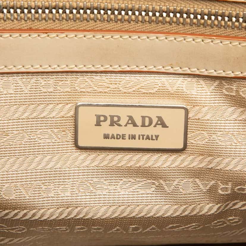 Prada Embossed Leather Handbag Brown Leather Very good condition - Box View