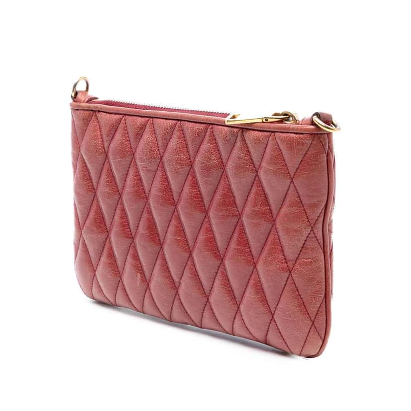 Miu Miu Matelasse Lambskin Crossbody Red Leather Good condition - Back View