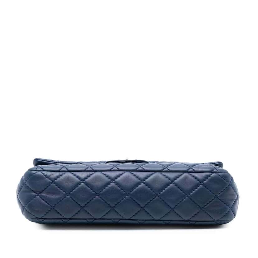 Chanel Medium Classic Lambskin Double Flap Blue Leather Good condition - Inside View