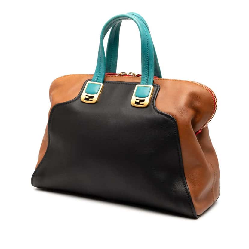 Fendi Leather Colorblock Chameleon Satchel Black Leather Good condition - Back View
