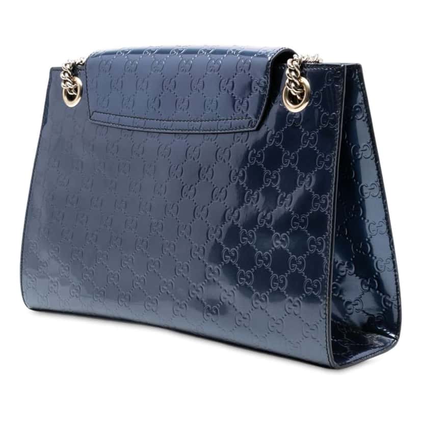 Gucci Large Patent Guccissima Emily Shoulder Bag Blue Leather Good condition - Back View