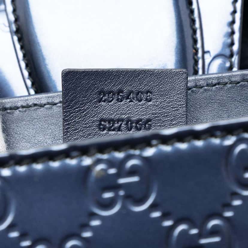 Gucci Large Patent Guccissima Emily Shoulder Bag Blue Leather Good condition - Box View