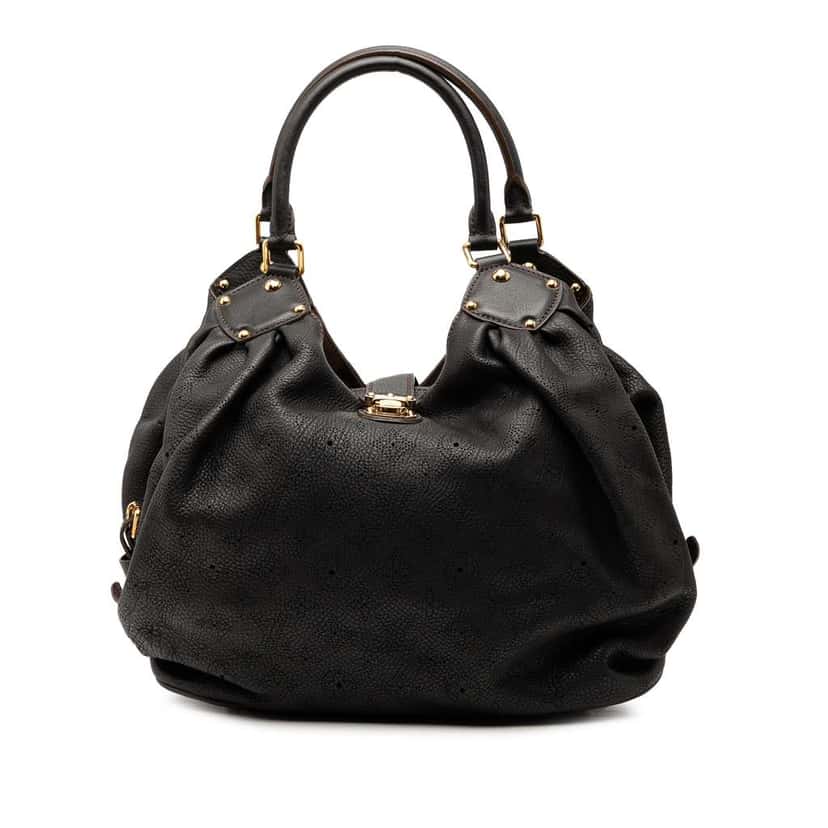 Louis Vuitton Monogram Mahina L Hobo Black Leather Good condition - Front View