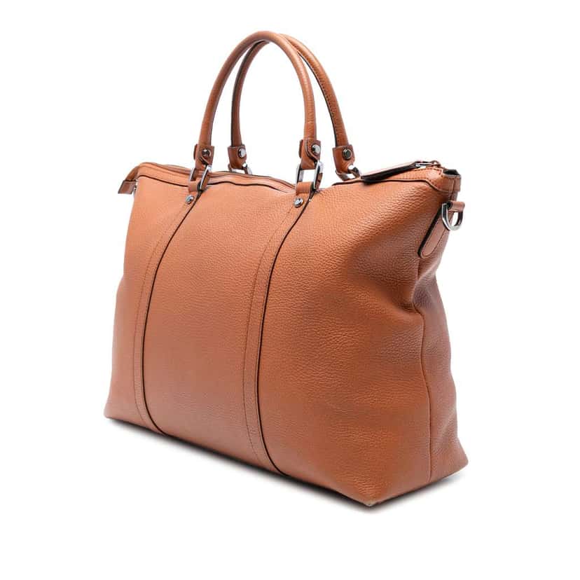 Gucci Leather GG Charm Satchel Brown Leather Good condition - Back View