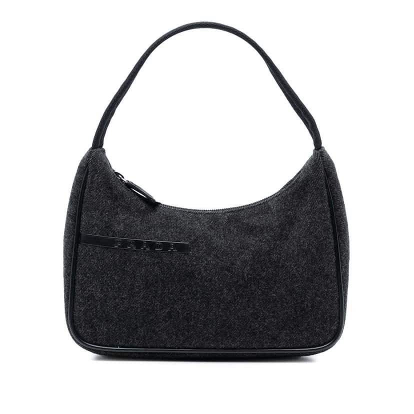 Prada Wool Sport Shoulder Bag Grey Wool Good condition - Front View