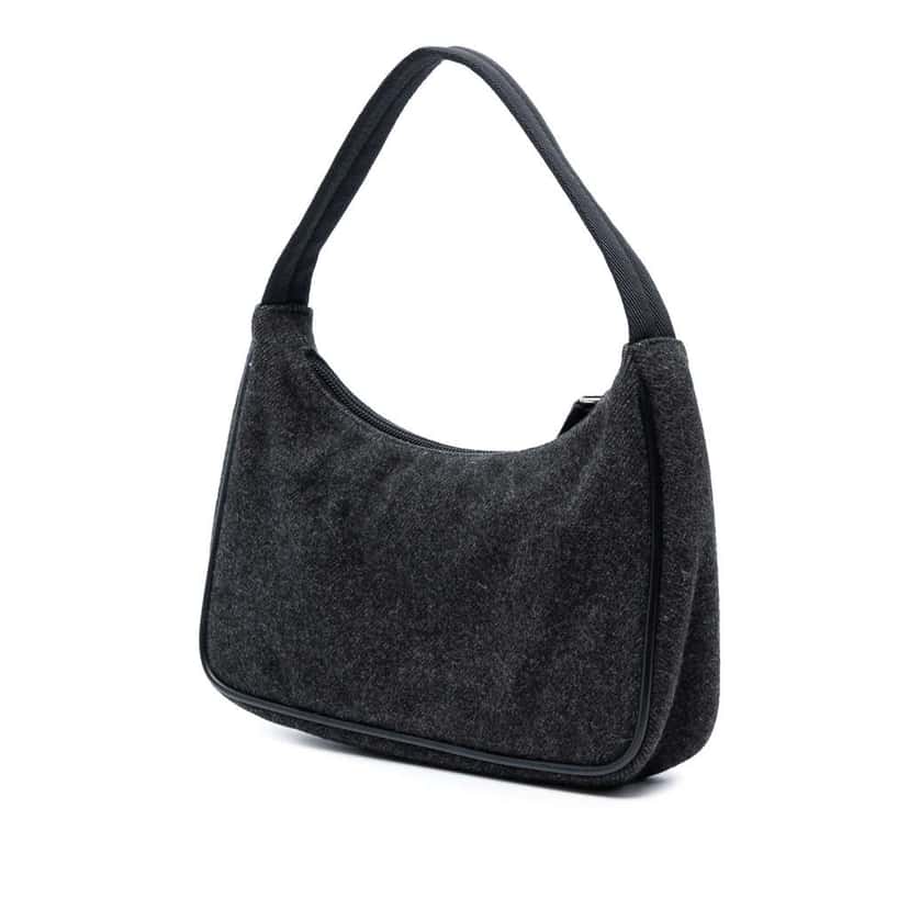 Prada Wool Sport Shoulder Bag Grey Wool Good condition - Back View