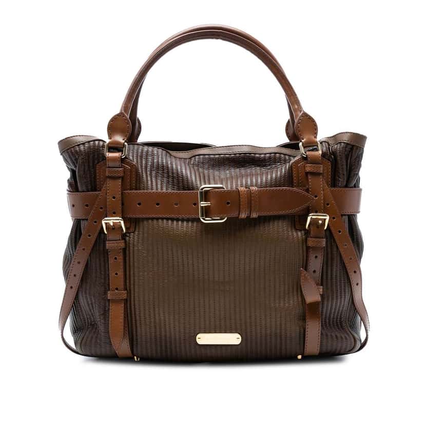 Burberry Stitched Leather Bridle Wilton Tote Brown Leather Good condition - Front View