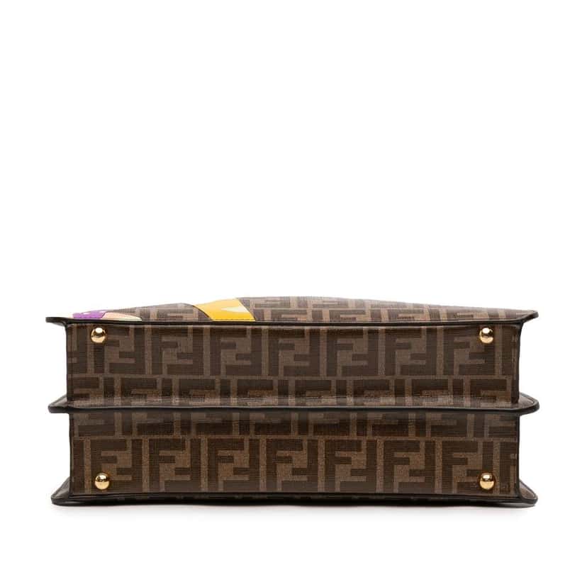 Fendi Antonio Lopez Medium Zucca Coated Canvas Peekaboo ISeeU Satchel Brown Canvas Good condition - Inside View