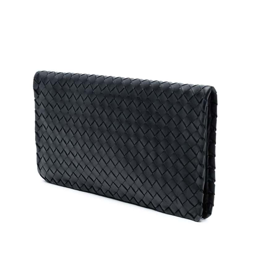 Bottega Veneta Nappa Intrecciato Turn Lock Clutch Black Leather Good condition - Back View