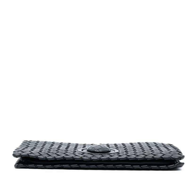 Bottega Veneta Nappa Intrecciato Turn Lock Clutch Black Leather Good condition - Inside View