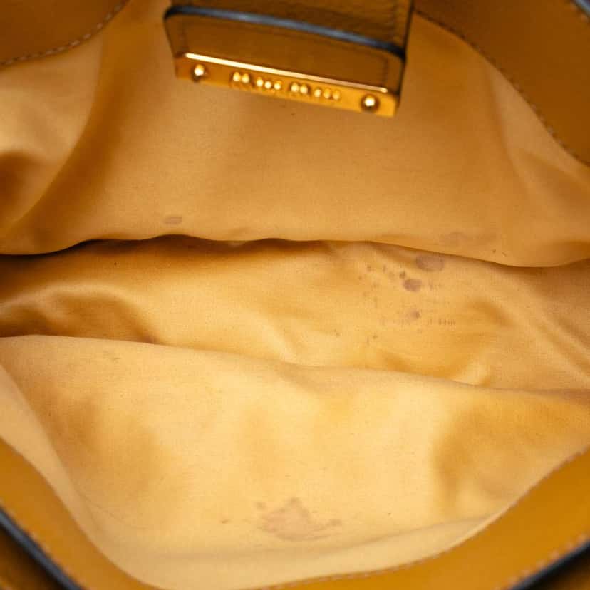 Miu Miu Goatskin Madras Satchel Yellow Leather Good condition - Model View