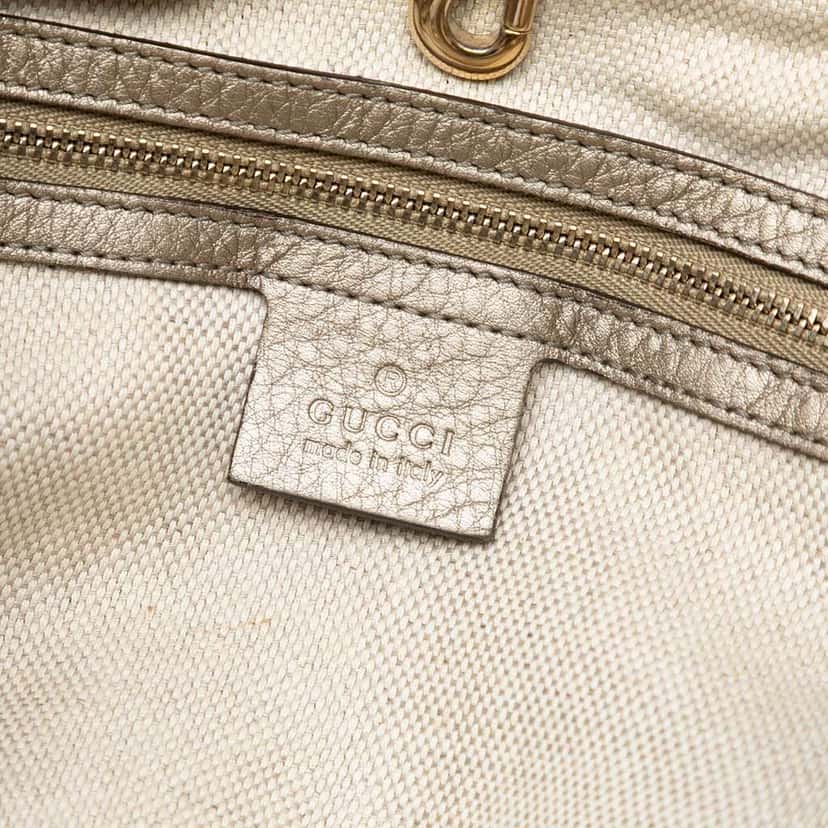 Gucci Medium Metallic Leather Soho Chain Tote Gold Leather Good condition - Box View