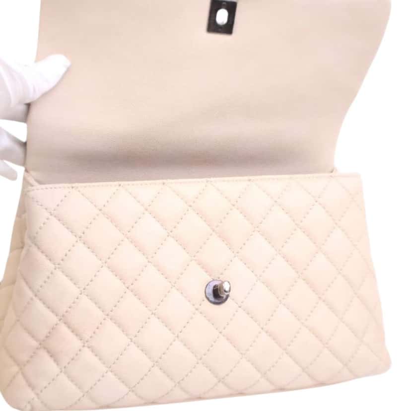 Chanel Medium Quilted Caviar Coco Top Handle Bag Brown Leather Good condition - Box View