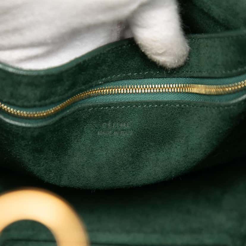 Celine Medium Leather Seau Sangle Bucket Green Leather Good condition - Box View