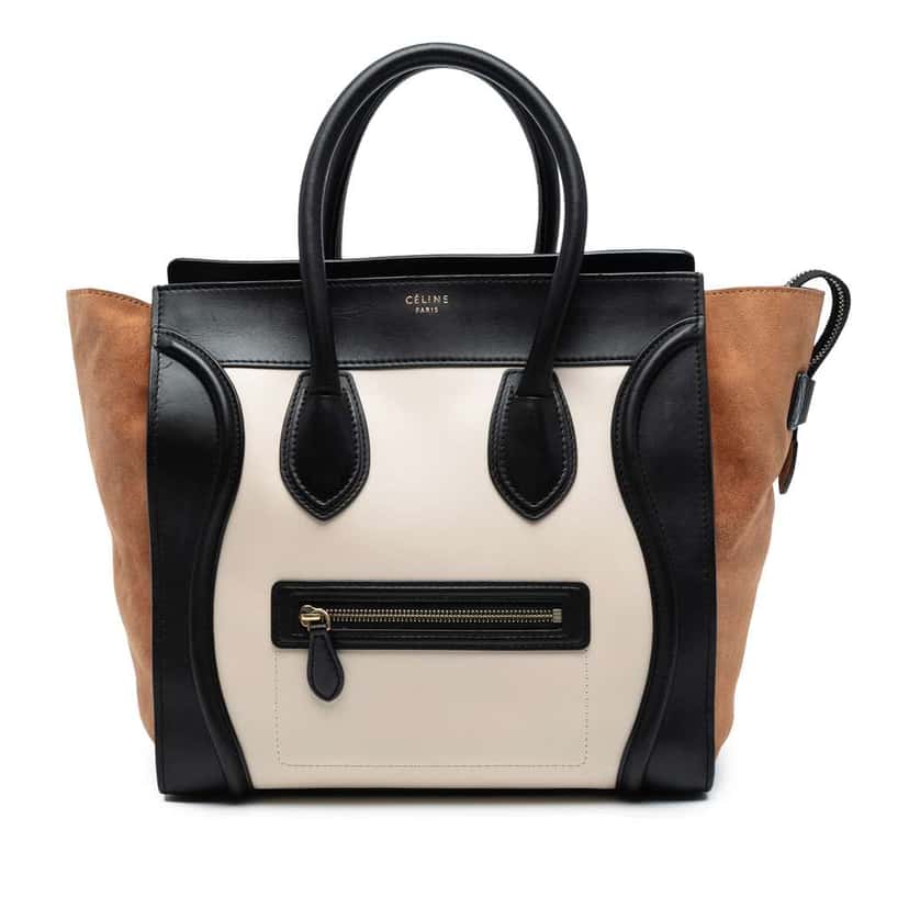 Celine Mini Tricolor Leather Luggage Tote White Leather Good condition - Front View