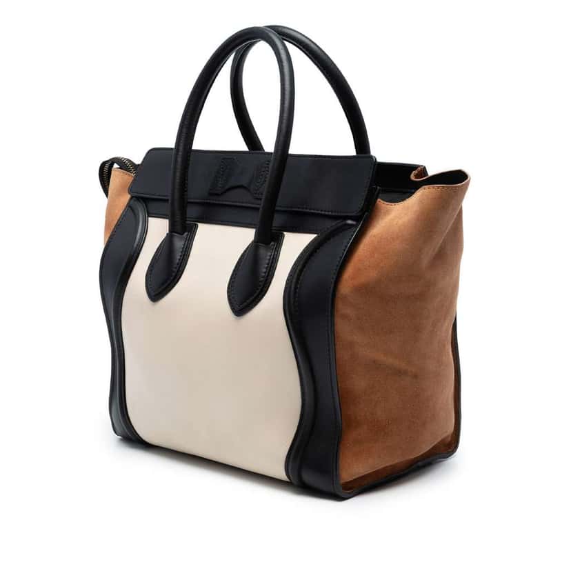 Celine Mini Tricolor Leather Luggage Tote White Leather Good condition - Back View