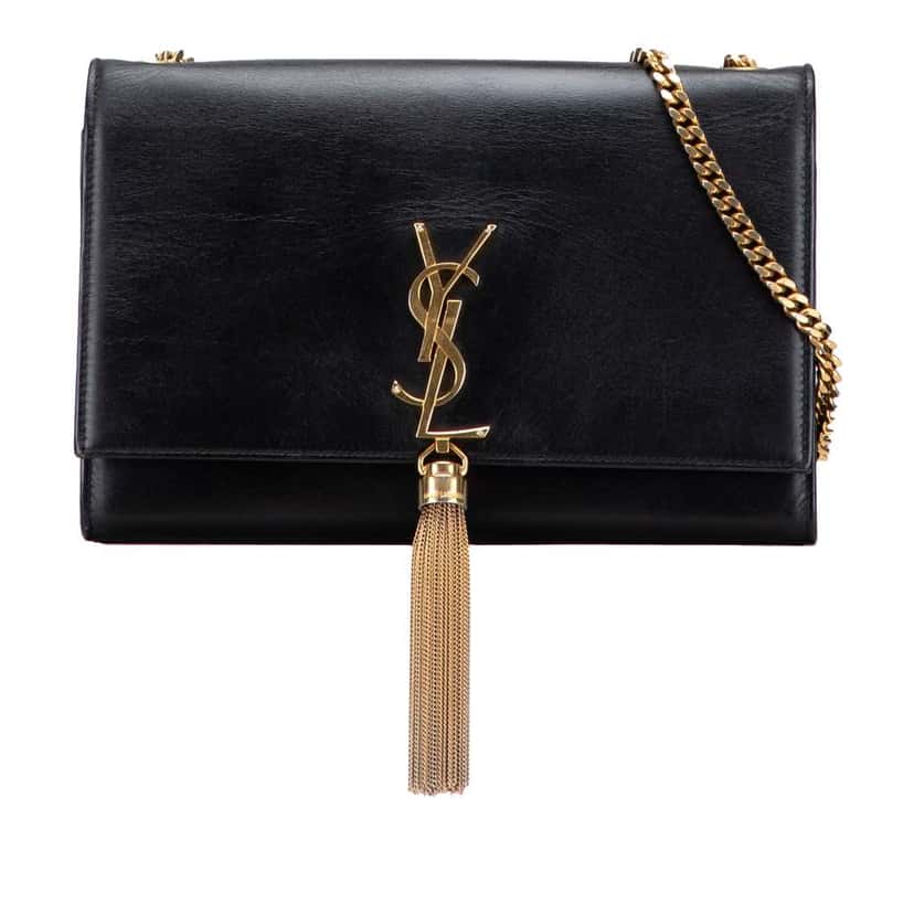 Saint Laurent Medium Smooth Calfskin Classic Monogram Kate Tassel Crossbody Black Leather Good condition - Front View