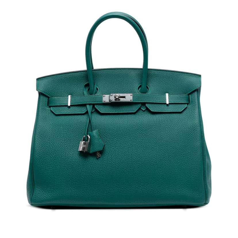 Hermès Togo Birkin Retourne 35 Green Leather Good condition - Front View