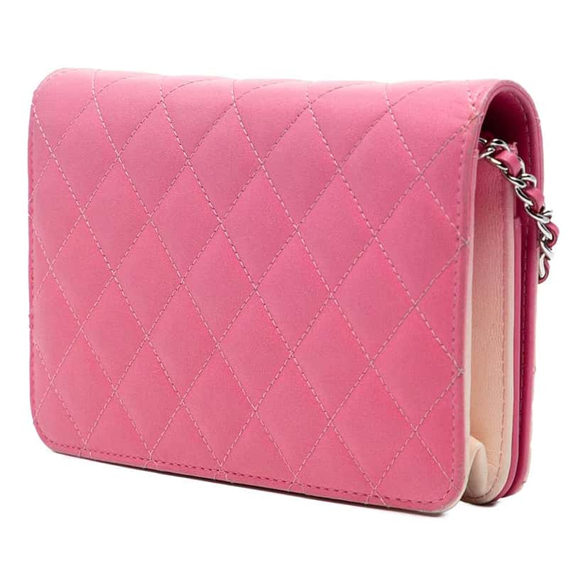 Chanel Ombre Lambskin Degrade Wallet On Chain Pink Leather Good condition - Back View