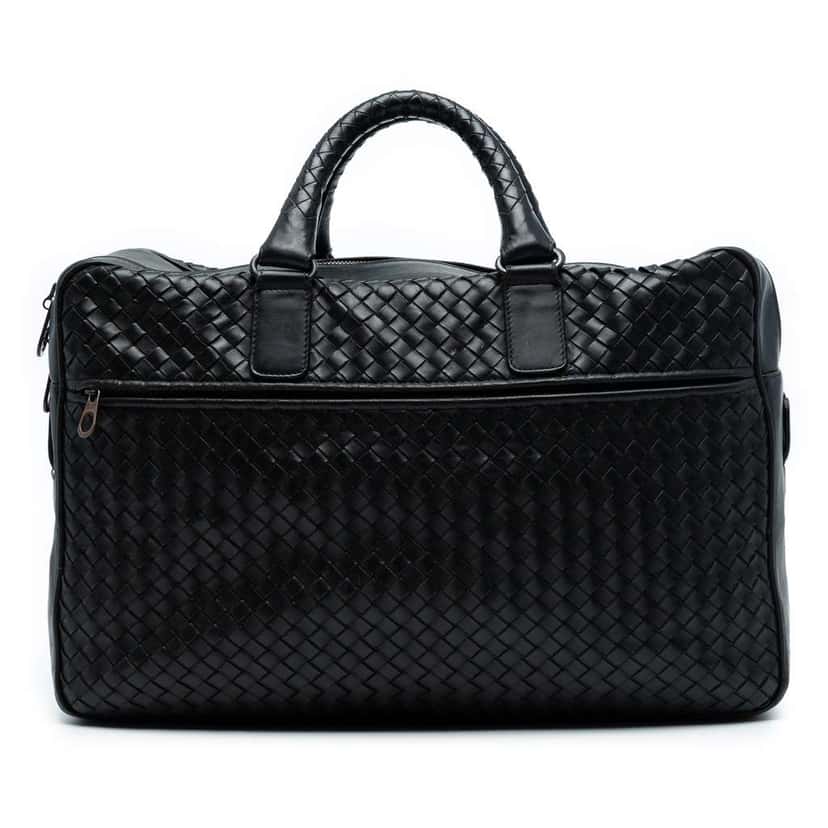 Bottega Veneta Nappa Intrecciato Business Bag Black Leather Good condition - Front View