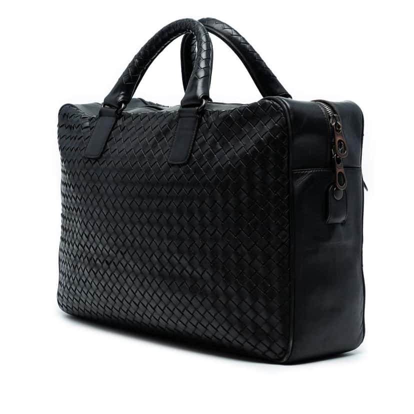 Bottega Veneta Nappa Intrecciato Business Bag Black Leather Good condition - Back View
