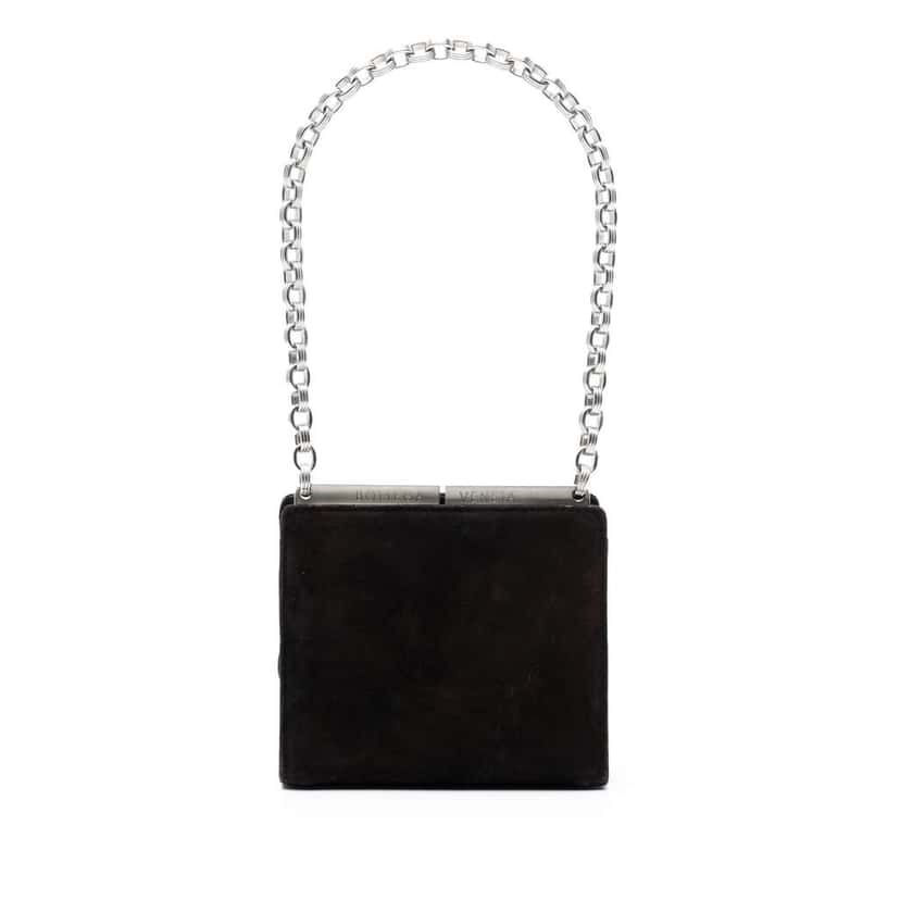 Bottega Veneta Suede Frame Clutch on Chain Brown Leather Very good condition - Front View