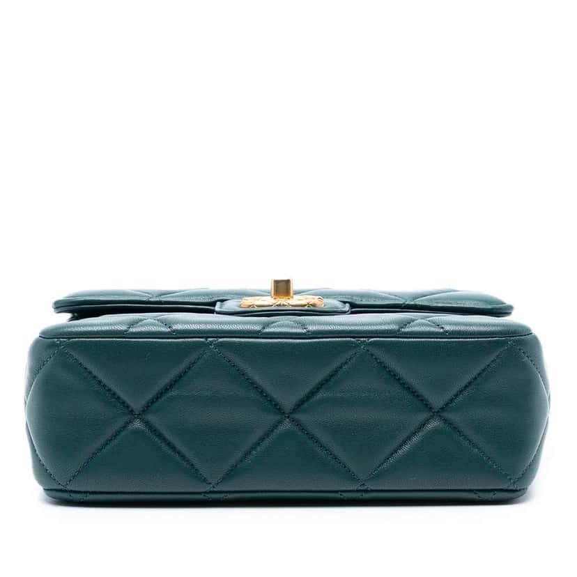 Chanel Mini Square Quilted Lambskin Bijoux Logo Chain Flap Green Leather Good condition - Inside View