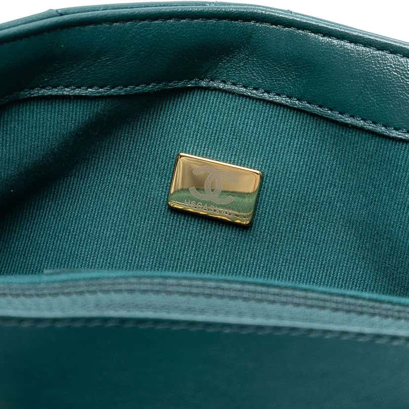 Chanel Mini Square Quilted Lambskin Bijoux Logo Chain Flap Green Leather Good condition - Box View