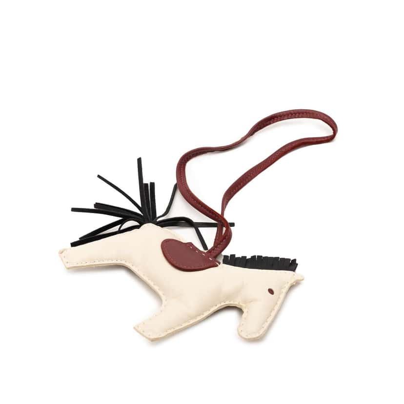 Hermès Milo Lambskin Grigri Rodeo Horse Bag Charm PM White Leather Good condition - Front View