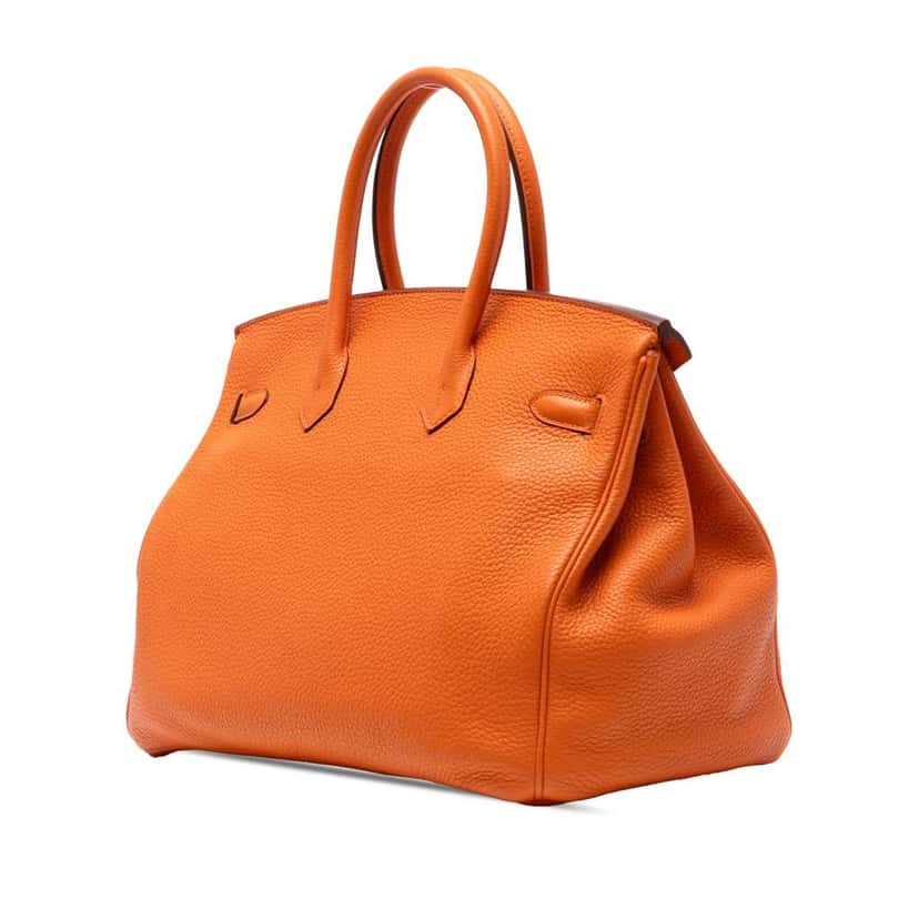Hermès Togo Birkin Retourne 35 Orange Leather Fair condition - Back View