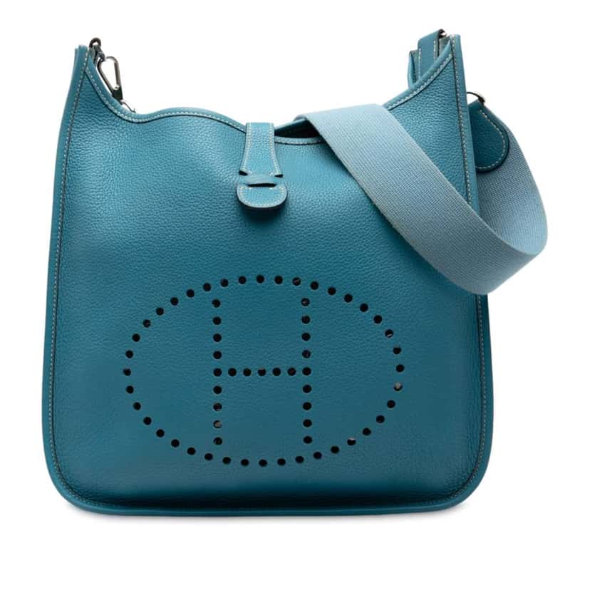 Hermès Togo Evelyne PM Blue Leather Good condition - Front View