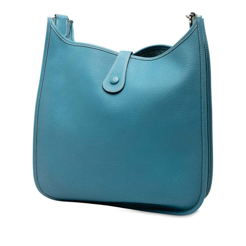 Hermès Togo Evelyne PM Blue Leather Good condition - Back View