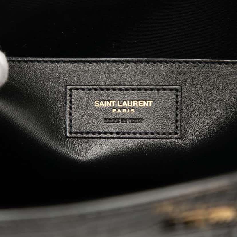 Saint Laurent Medium Shiny Croc Embossed Manhattan Shoulder Bag Black Leather Good condition - Box View