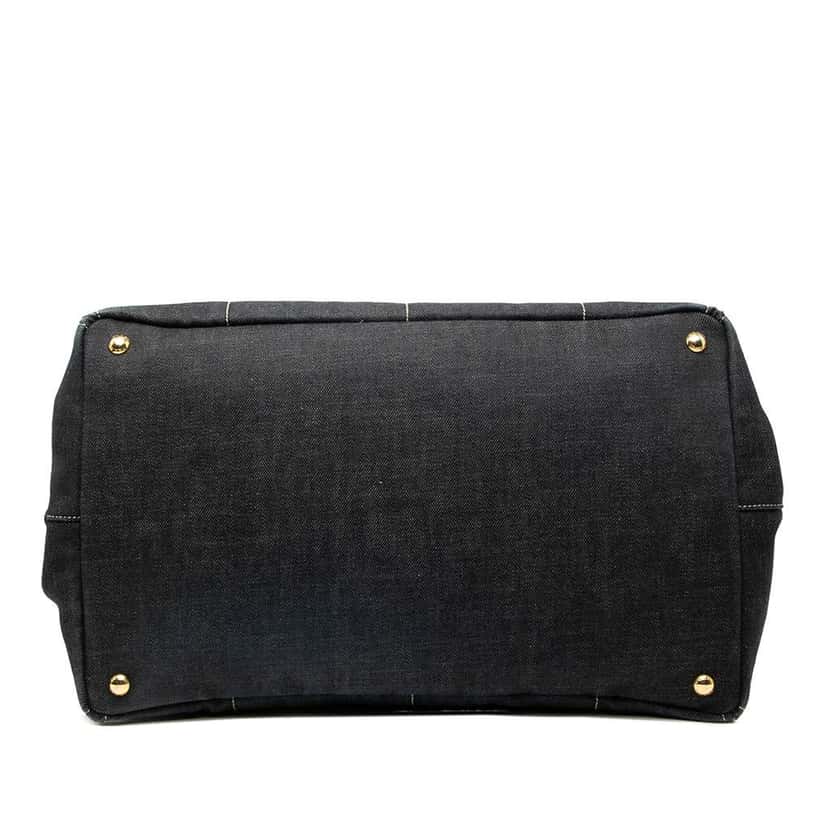 Prada Large Denim Canapa Logo Satchel Black Denim Good condition - Inside View