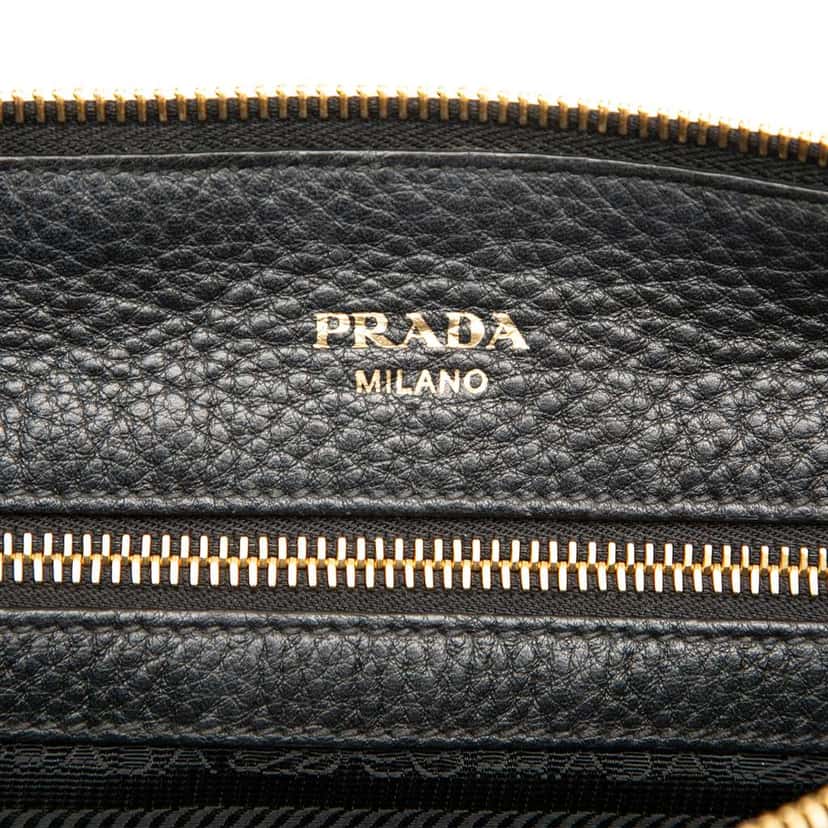 Prada Vitello Daino Zip Top Satchel Black Leather Good condition - Box View