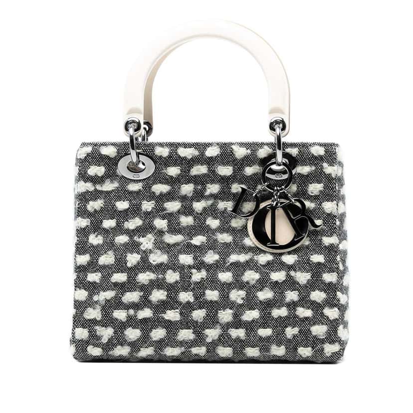 Dior Medium Tweed Lady Dior Grey Tweed Good condition - Front View