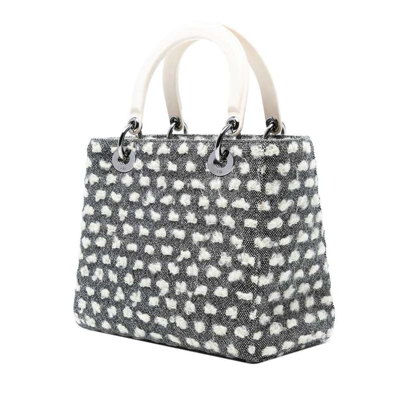 Dior Medium Tweed Lady Dior Grey Tweed Good condition - Back View