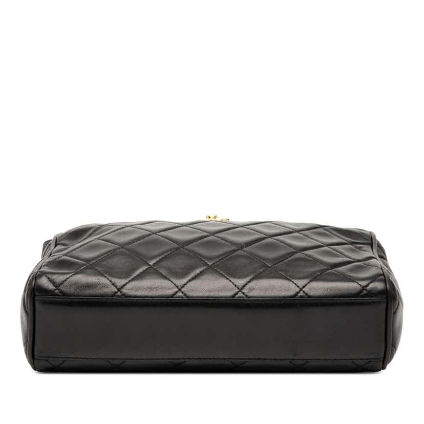 Chanel CC Quilted Lambskin Camera Bag Black Leather Good condition - Inside View