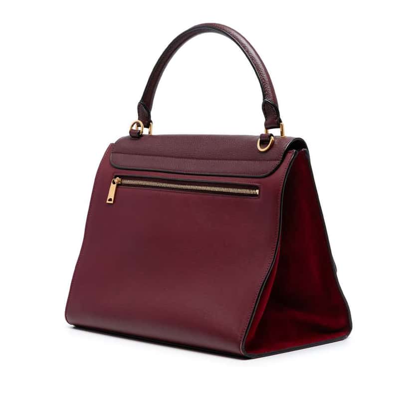 Celine Medium Leather Trapeze Satchel Red Leather Good condition - Back View