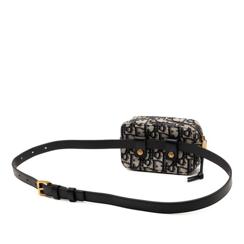 Dior Oblique Canvas Belt Pouch Blue Canvas Good condition - Back View