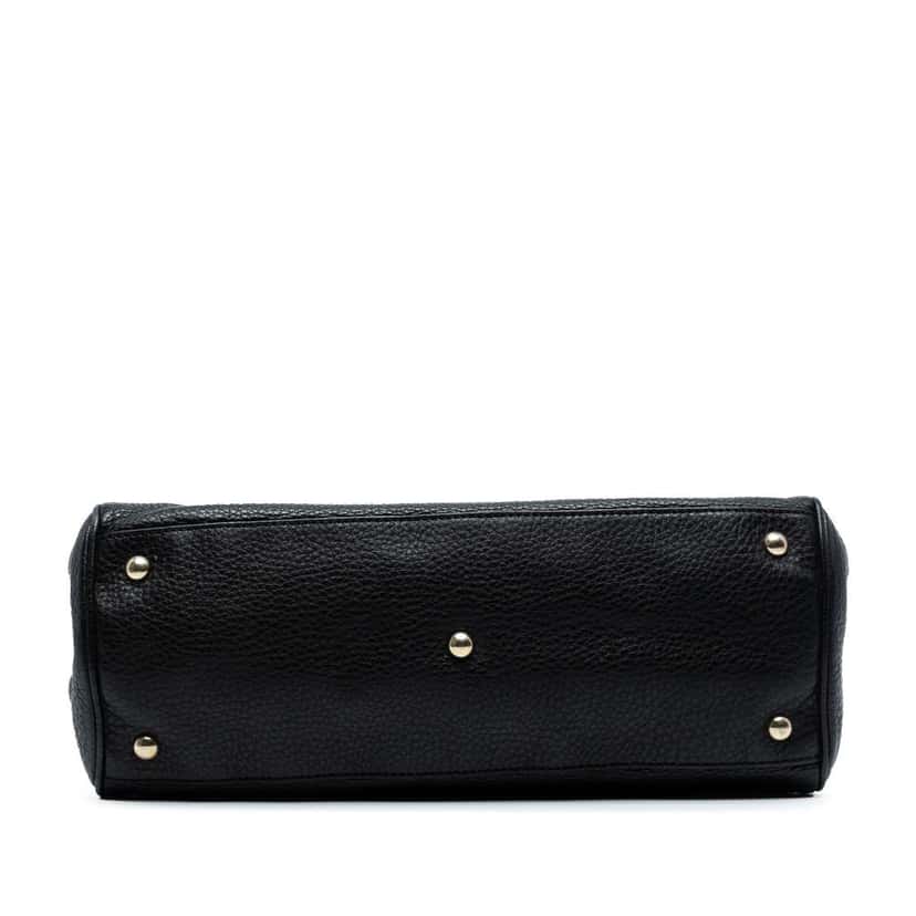 Gucci Medium Calfskin Bamboo Shopper Satchel Black Leather Good condition - Inside View