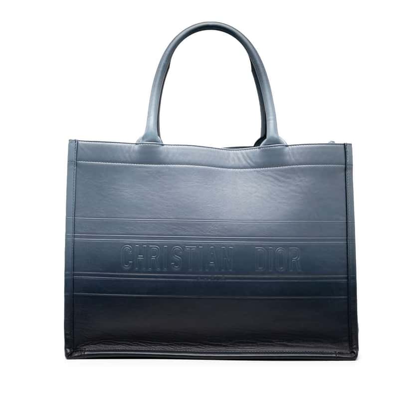 Dior Medium Ombre Embossed Leather Book Tote Blue Leather Very good condition - Front View