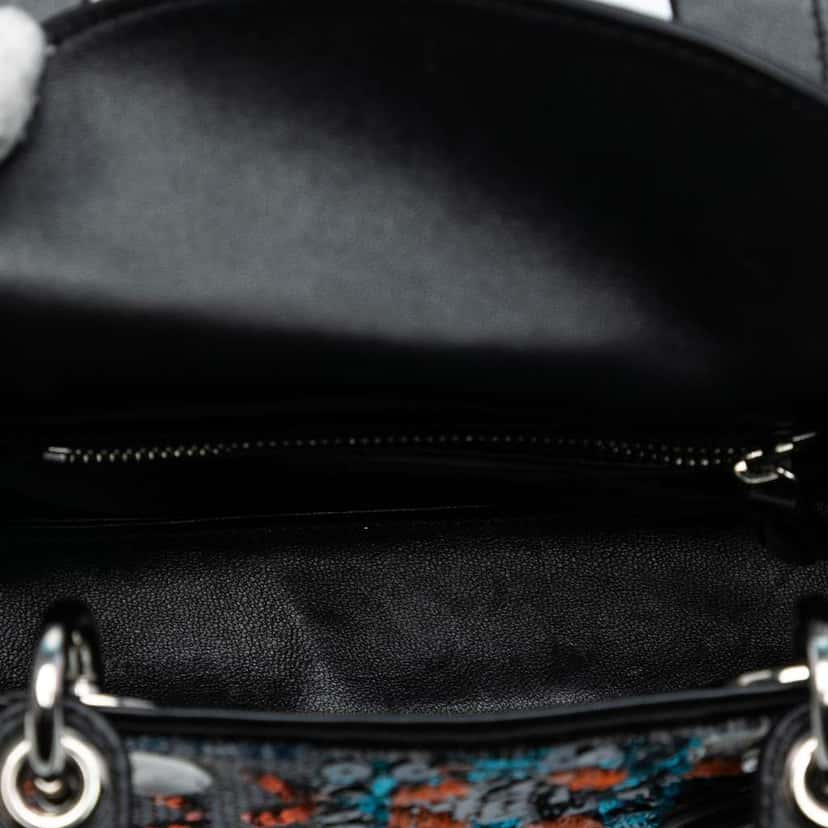Dior Mini Calfskin Cannage Sequin Lady Dior Blue Leather Good condition - Model View