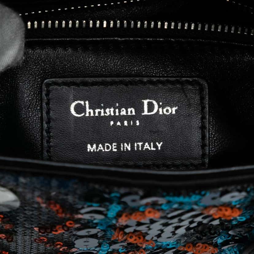 Dior Mini Calfskin Cannage Sequin Lady Dior Blue Leather Good condition - Box View