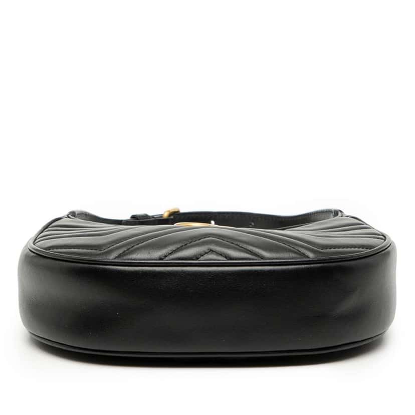 Gucci Mini GG Marmont Half Moon Bag Black Leather Good condition - Inside View