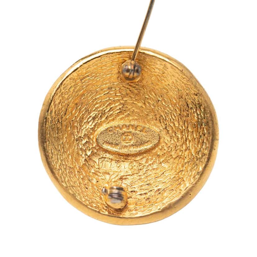 Chanel Gold Plated 31 Rue Cambon Round Brooch Gold Metal Good condition - Inside View